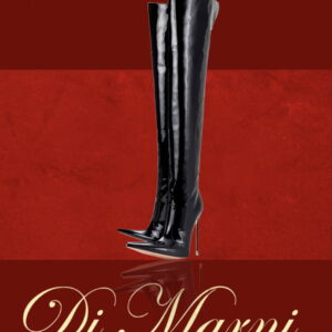 The Troann x Black Patent Leather Stiletto Thigh Boot